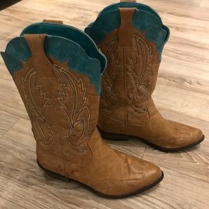 Coconuts by Matisse Tan and Teal Cowboy Boot